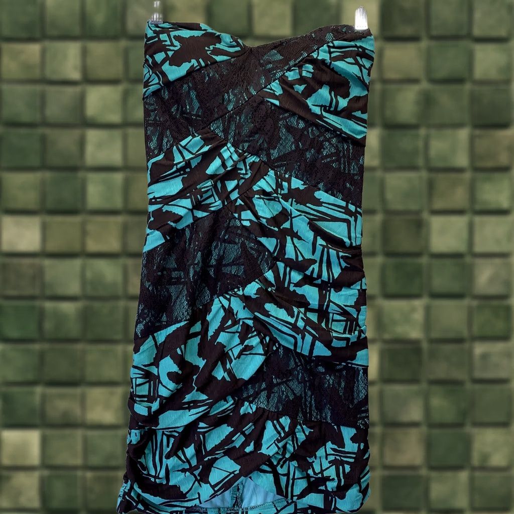 Vintage Windsor Teal Brown Lace Strapless Fitted Short Dress Womens Size S-5542 Dress Size S / US 4 / IT 40 - 1 Thumbnail