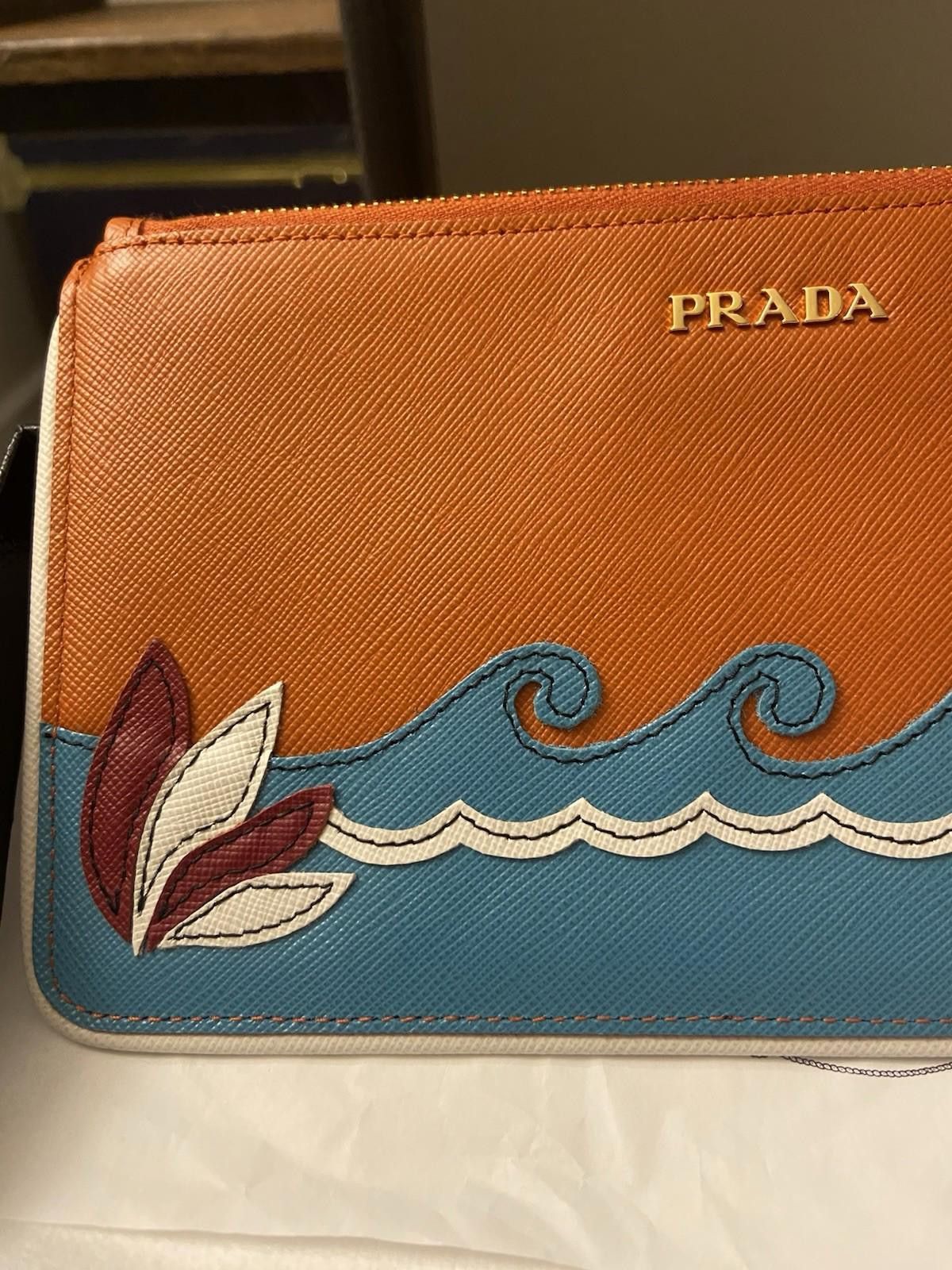 Prada Rare Prada 2013 ResortLine Saffiano Beach Ocean Clutch Pouch Size ONE SIZE - 4 Thumbnail