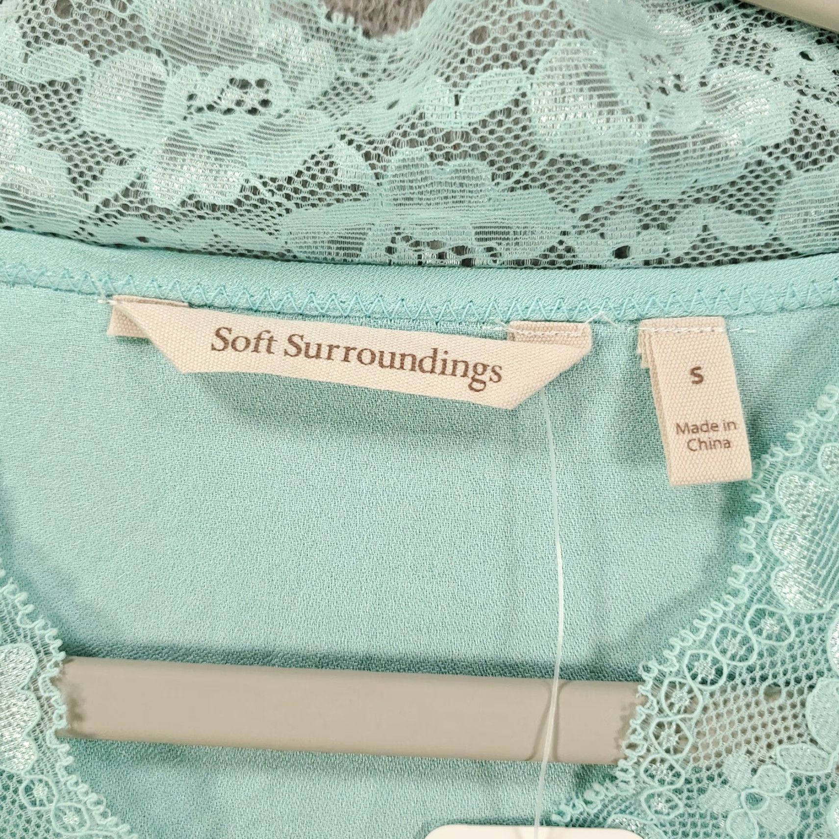 Soft Surroundings Soft Surroundings Tunic Shirt Womens S Teal Blue Bohemian Classic Designer Lace NWT Size S / US 4 / IT 40 - 5 Thumbnail