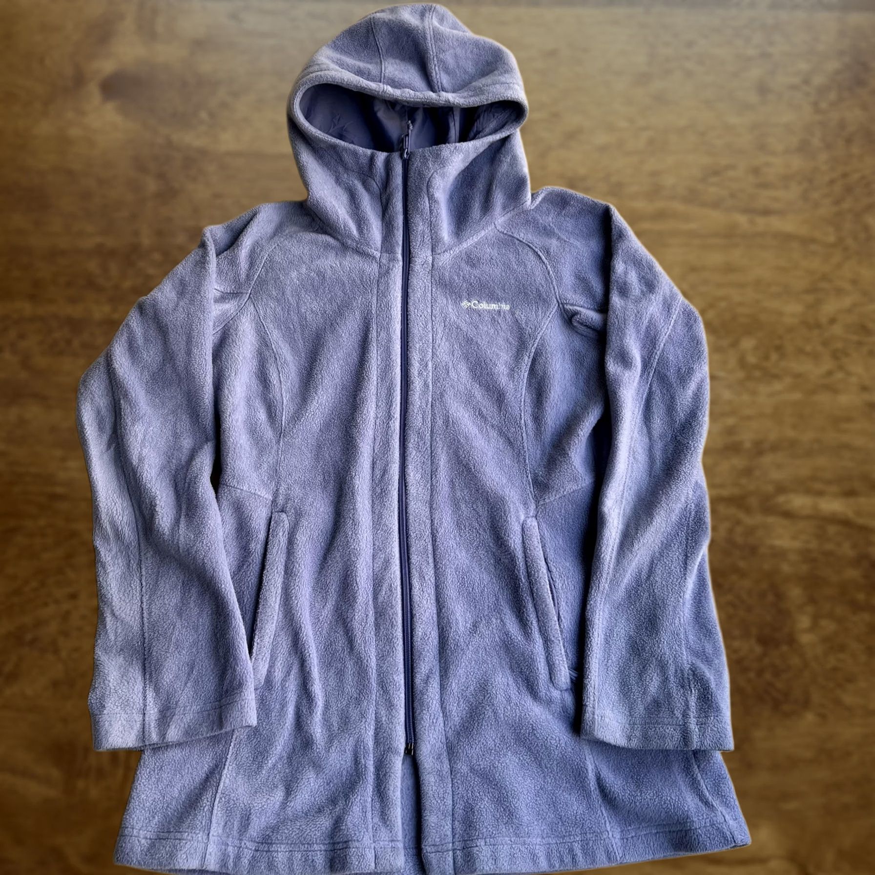 Vintage Columbia Jacket Womens Small Purple Hooded Fleece Full Zip Longline Pockets Size S / US 4 / IT 40 - 1 Thumbnail