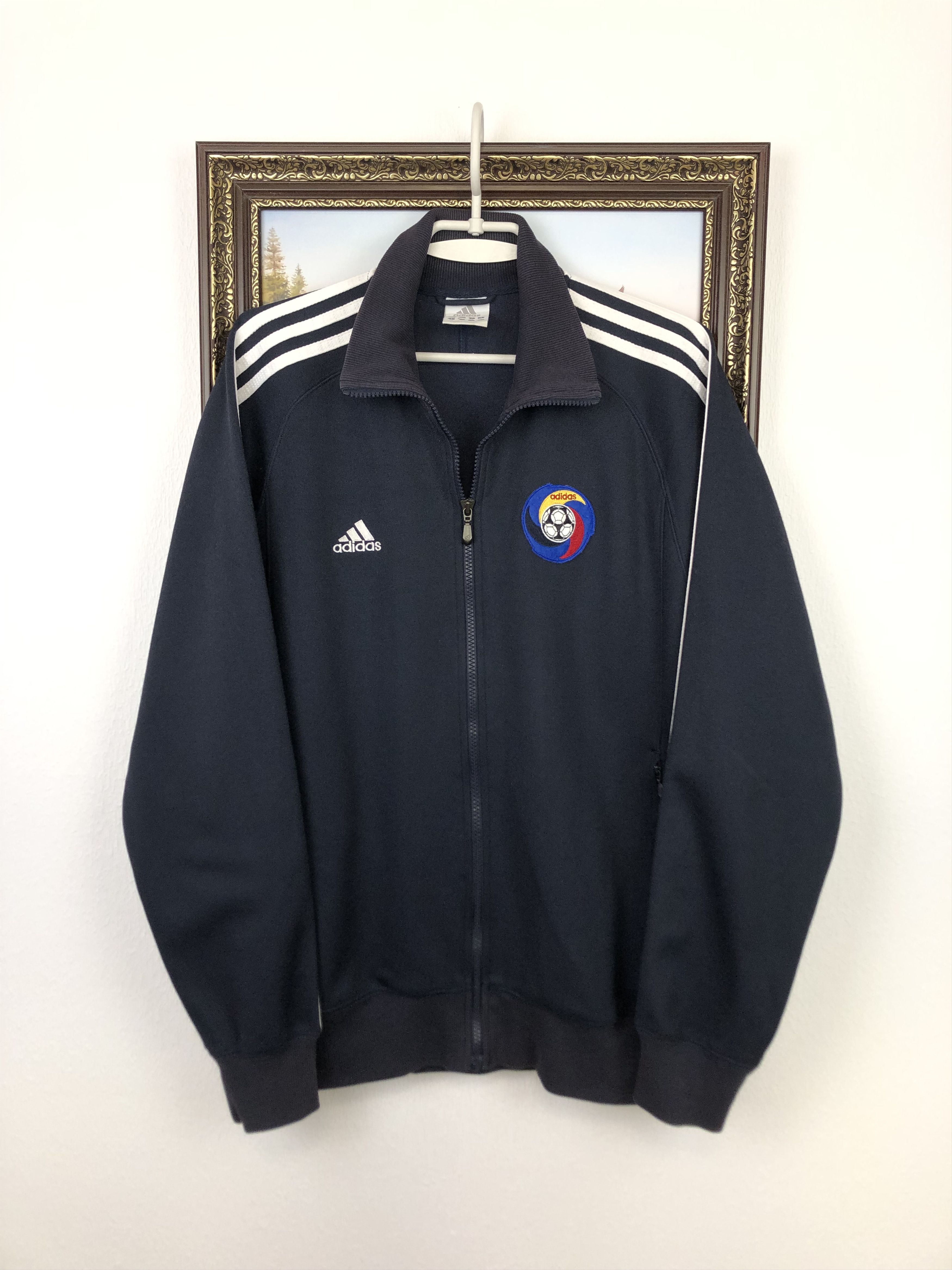 Vintage Adidas Romania Football Jacket Soccer Track Top Zip