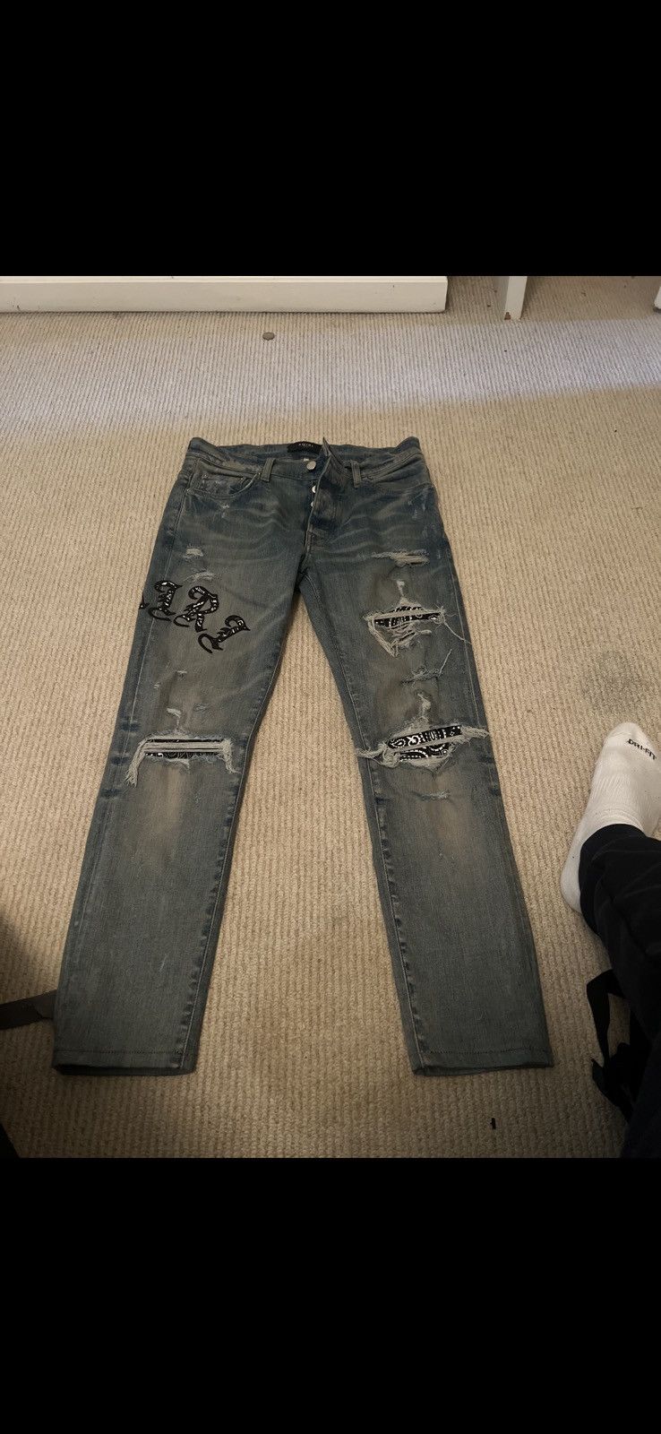 Amiri Old English Logo Jean | Grailed