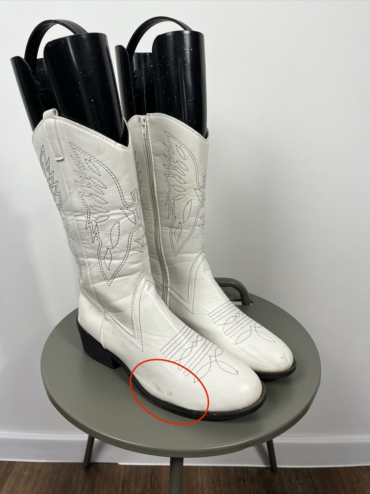 Other Women’s White Western Cowboy Boots EU 41 Faux Leather Size US 10 / IT 40 - 4 Thumbnail