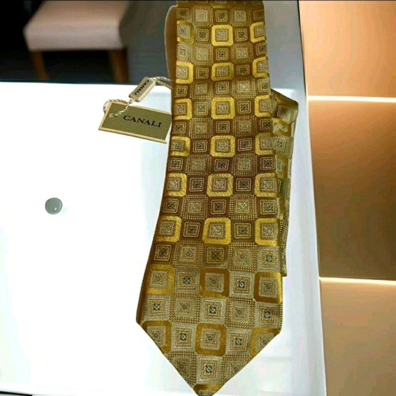 Canali Canali Geometric Design Men's Silk Necktie 58" x 3" Size ONE SIZE - 1 Thumbnail