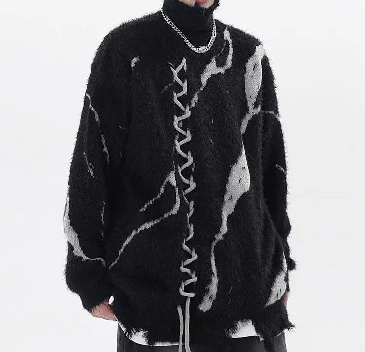 Japanese Brand Turtleneck Distressed Knitted Sweater Size US L / EU 52-54 / 3 - 2 Thumbnail