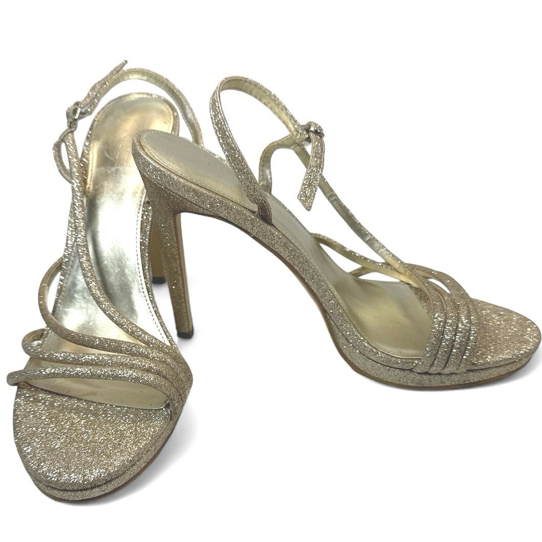 Guess Guess Gold Glitter Strappy Stilettos Heels women sz 9.5 Size US 9.5 / IT 39.5 - 1 Thumbnail