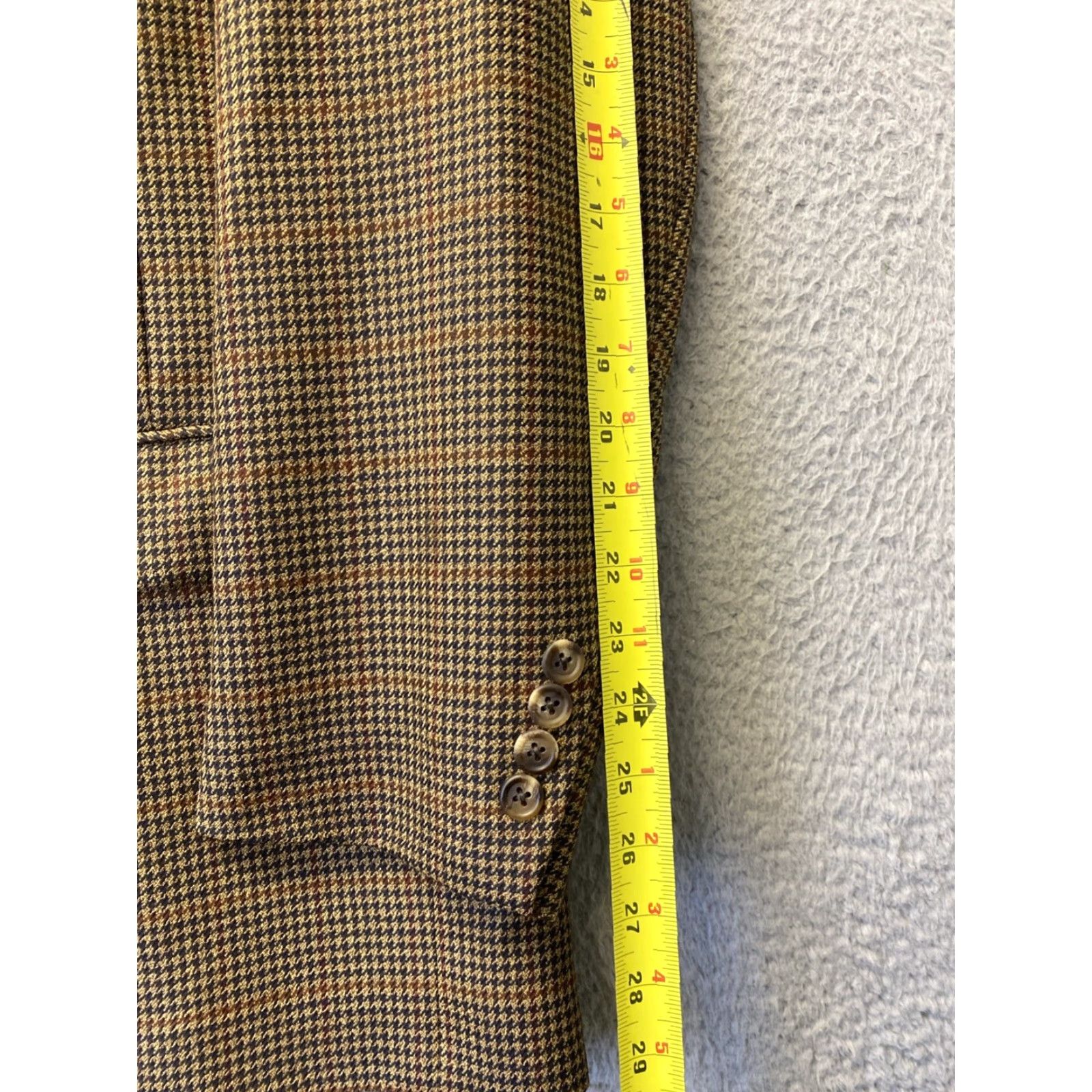 Jos. A. Bank JOS.A.BANK VINTAGE 46 Regular Wool Plaid Blazer Sport Coat Men's Brown Houndstooth Tuxedo Size 46R - 5 Thumbnail