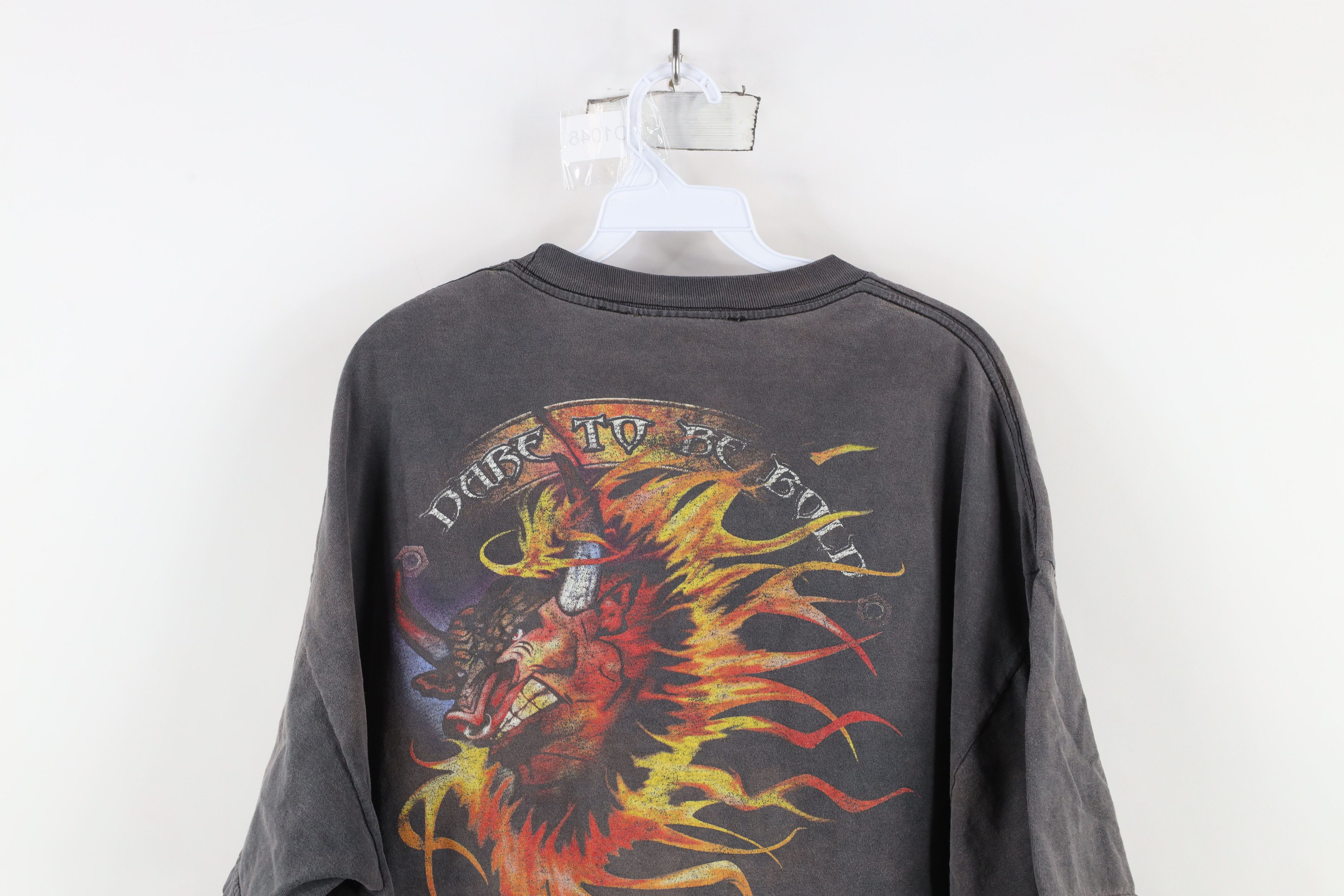 Vintage × Wrangler Vintage 90s Wrangler Dare ToBe Bold Bull Fire Flames T-Shirt Size US XXL / EU 58 / 5 - 13 Thumbnail
