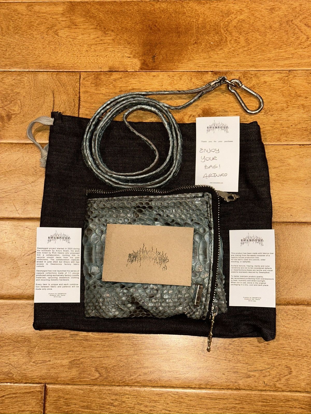 Rick Owens Ioana Bag Acqua Snakeskin Size ONE SIZE - 8 Thumbnail