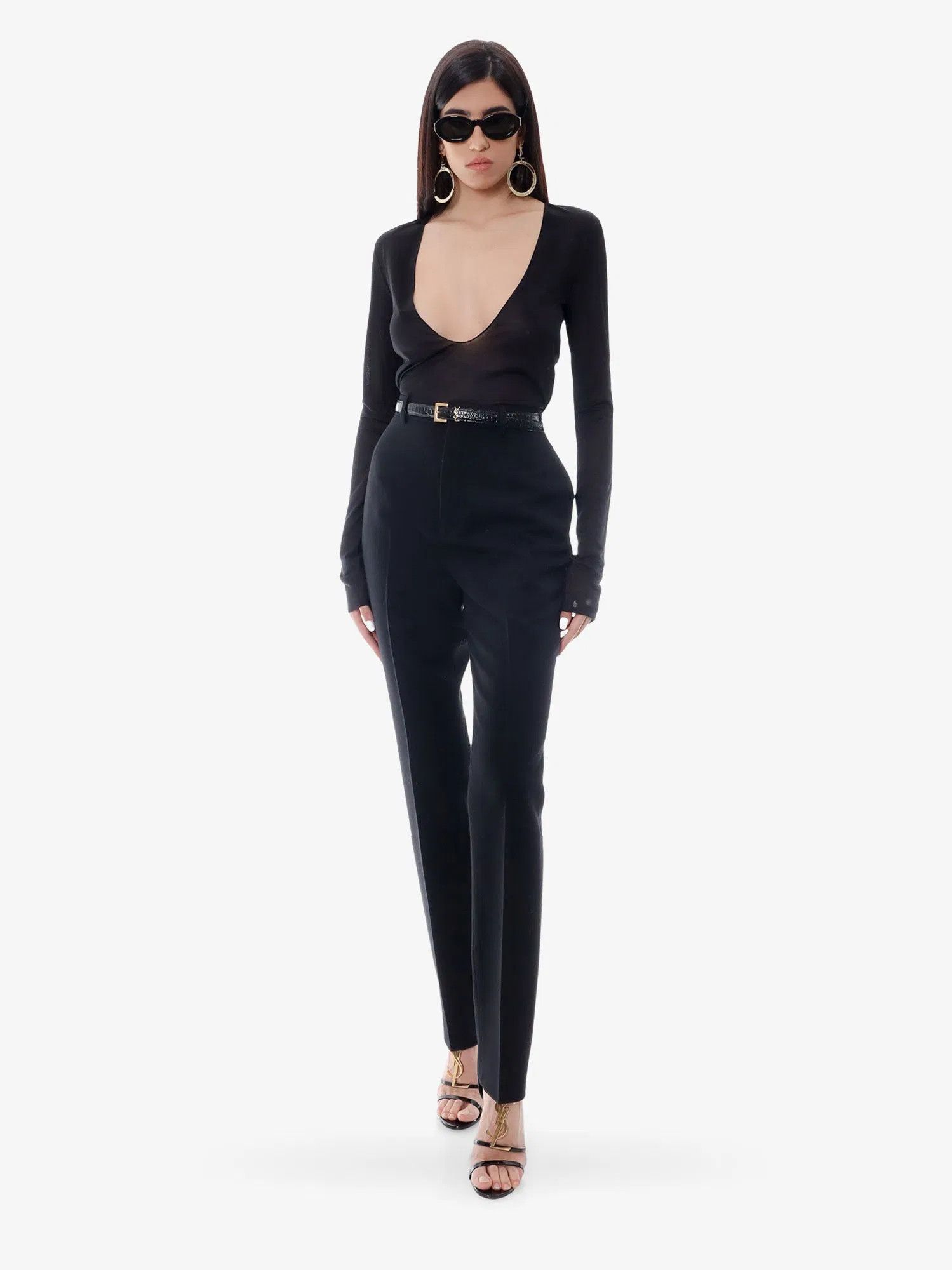 Saint Laurent Paris o1s1wg111124 Cassandre Sweater in Silk Jersey in Black Size L / US 10 / IT 46 - 2 Thumbnail