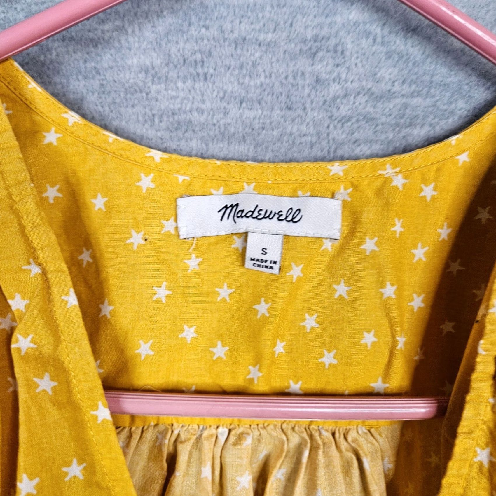 Madewell Madewell Shirt Women’s Yellow Wrap Tie waist Star Scatter Sz S Size S / US 4 / IT 40 - 6 Thumbnail