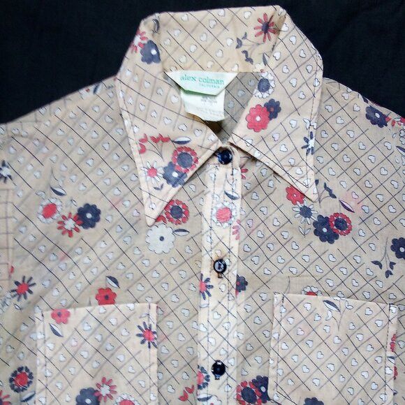 Vintage Vintage Alex Colman Hearts Flowers Grid Button Shirt Size L / US 10 / IT 46 - 1 Thumbnail