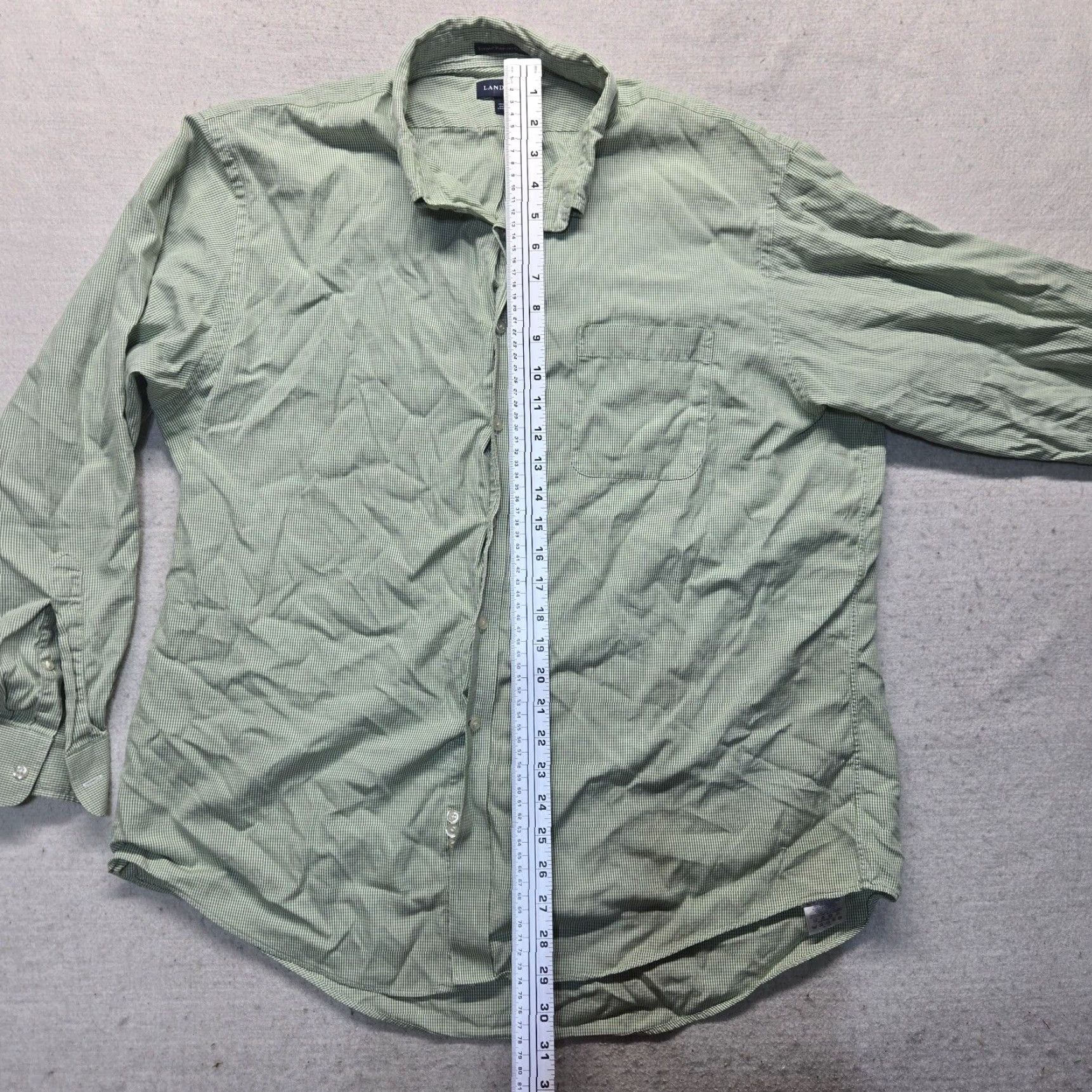 Lands' End Lands' End Green Check Long Sleeve Button-Up Shirt Adult Mens 17.5 34 Classic Casual Size US XL / EU 56 / 4 - 6 Thumbnail