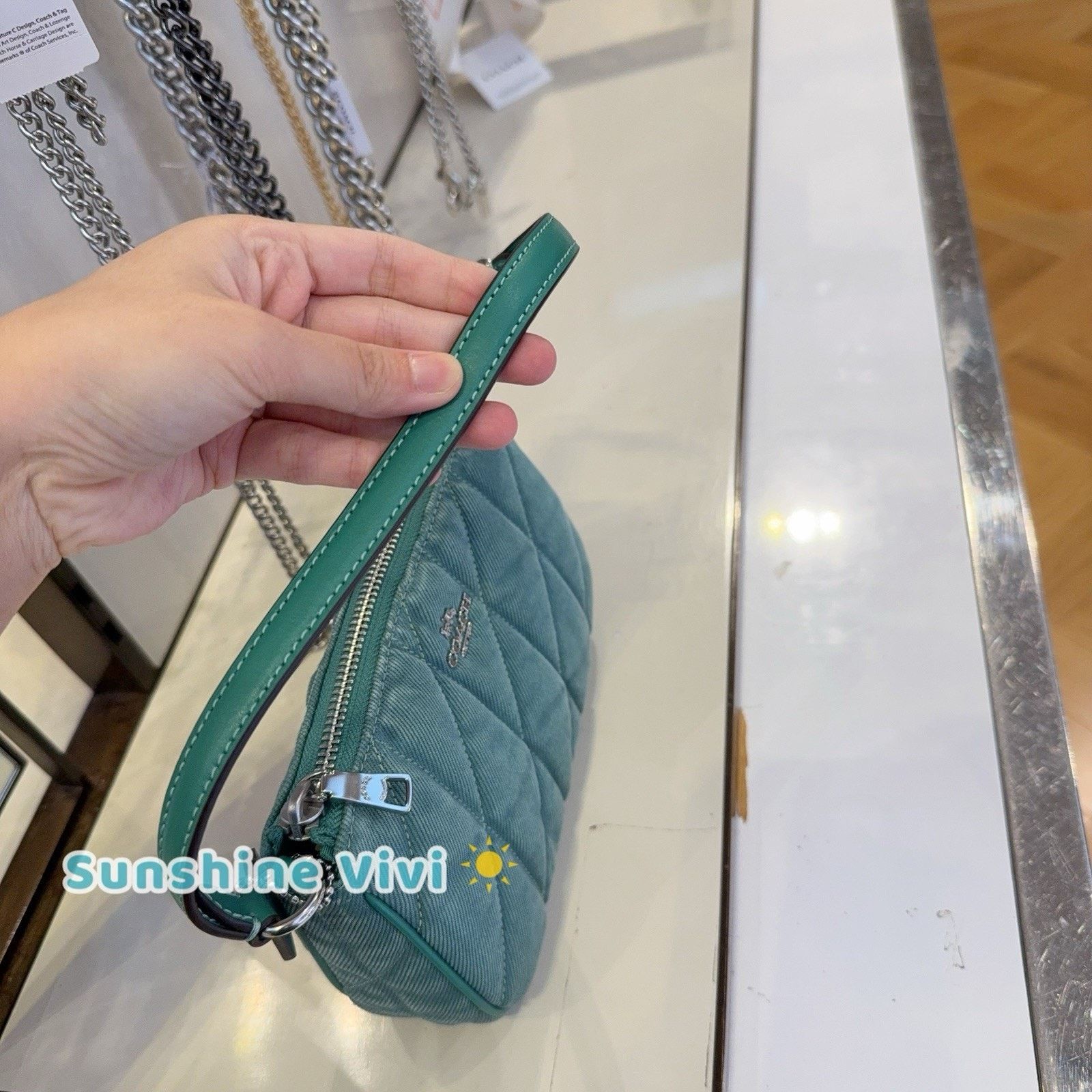 Coach NWT Coach Nolita 19 CBK58 Denim and smooth leather Ivy/Green Size ONE SIZE - 3 Thumbnail