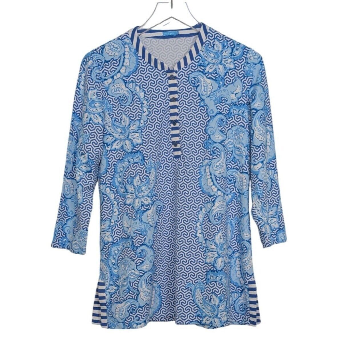 Designer J McLaughlin Catalina Cloth Blouse Womens Size Medium Blue Size M / US 6-8 / IT 42-44 - 1 Thumbnail