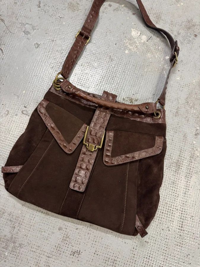 Just Cavalli AW2008 Cavalli Crocodile Effect Leather Brown Shoulder Bag Size ONE SIZE - 2 Thumbnail