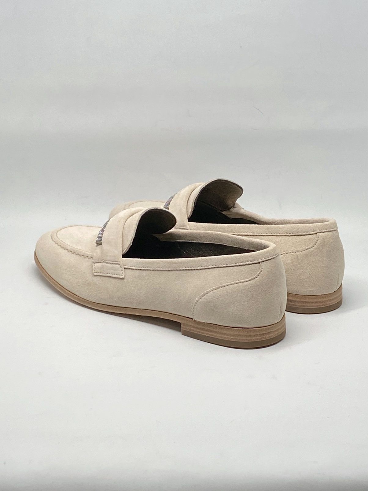 Brunello Cucinelli Embellished Suede Leather Loafers size 37