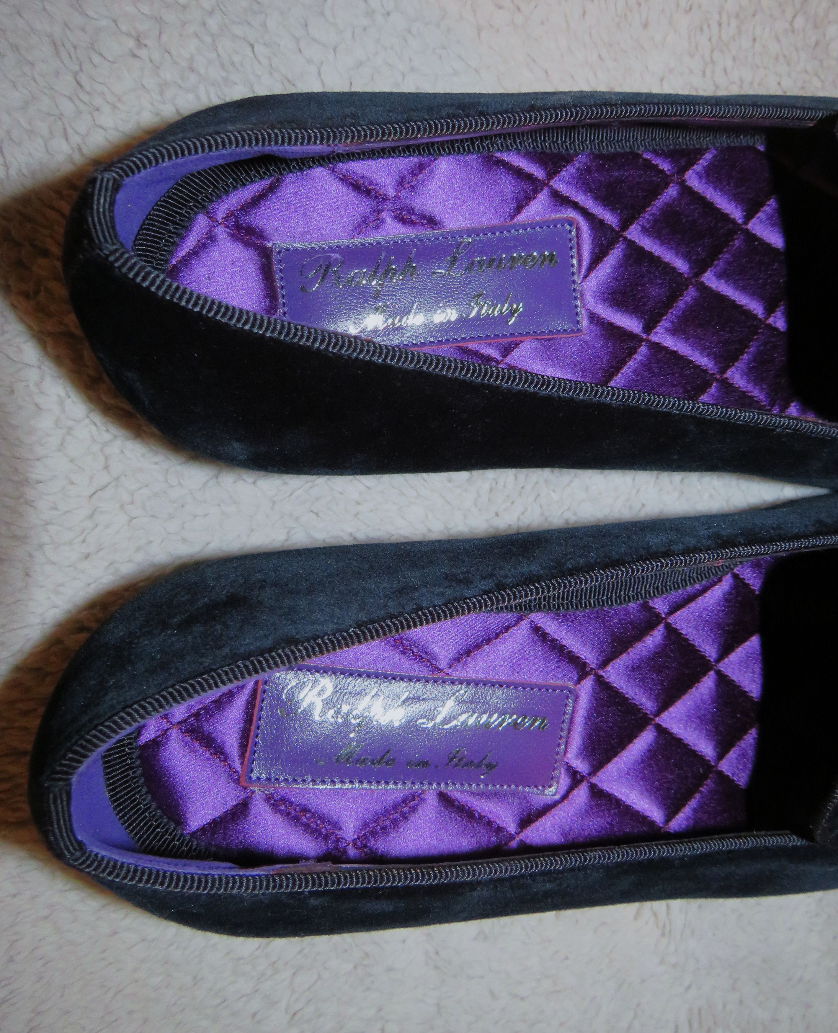 Ralph Lauren Purple Label Alonzo Navy Gold Bullion RL Velvet Slipper 8D NWB Size US 8 / EU 41 - 12 Thumbnail