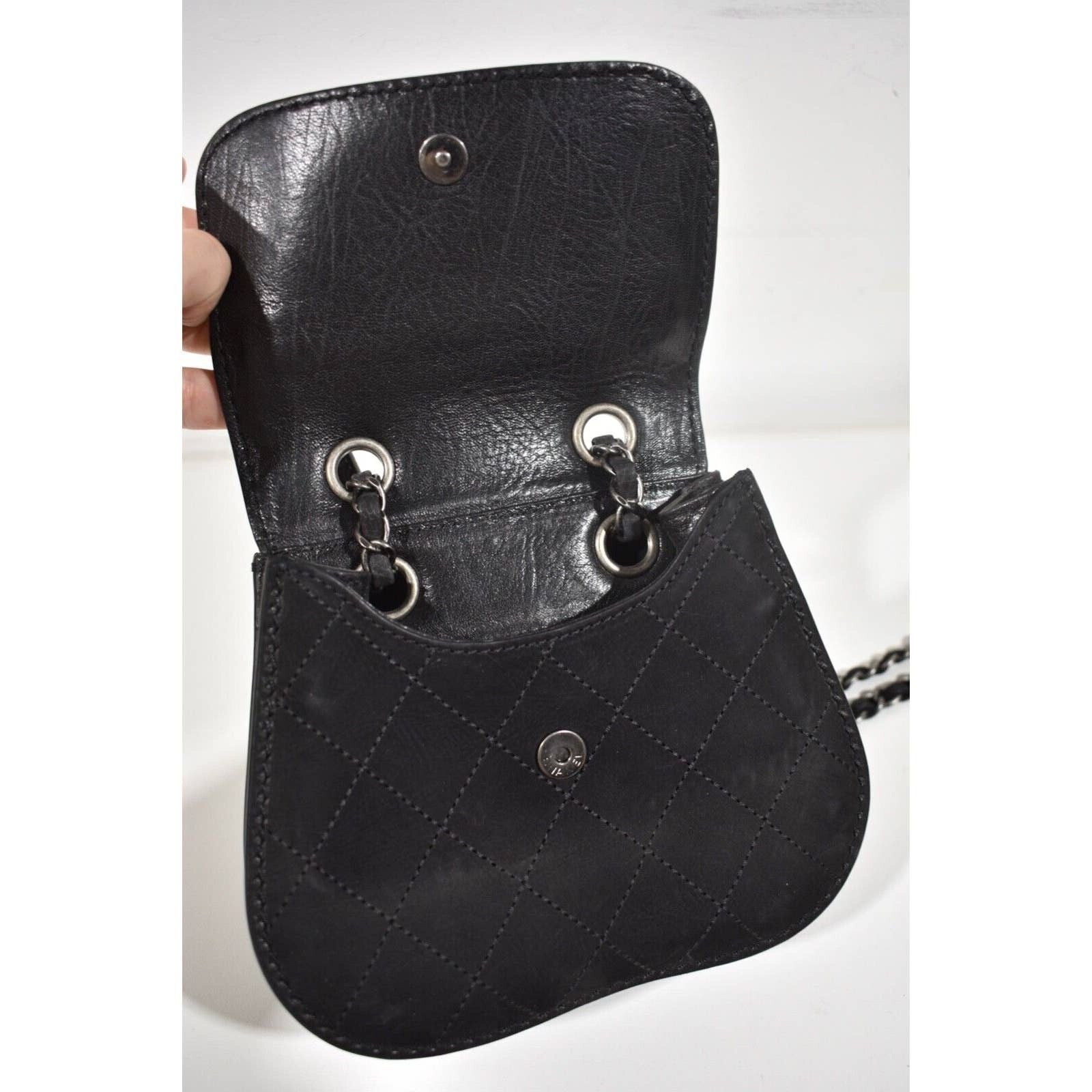 Chanel Chanel 13P Black Nubuck Mini Quilted Chain Crossbody Bag Size ONE SIZE - 9 Thumbnail