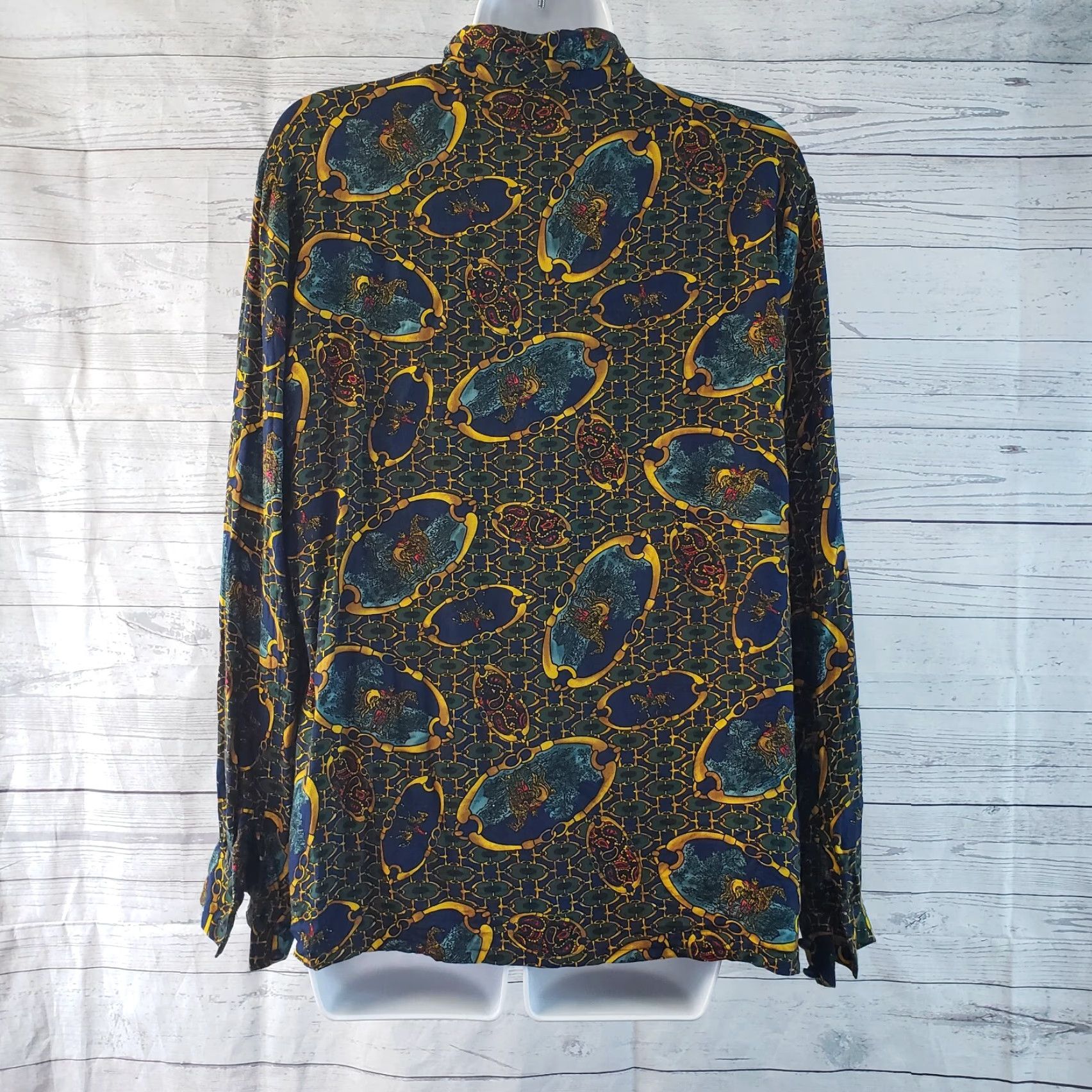 Pendleton Sophisticates by Pendleton Womens Blouse Sz 14 Blue Green Horse Bit Long Sleeve Size XL / US 12-14 / IT 48-50 - 4 Thumbnail