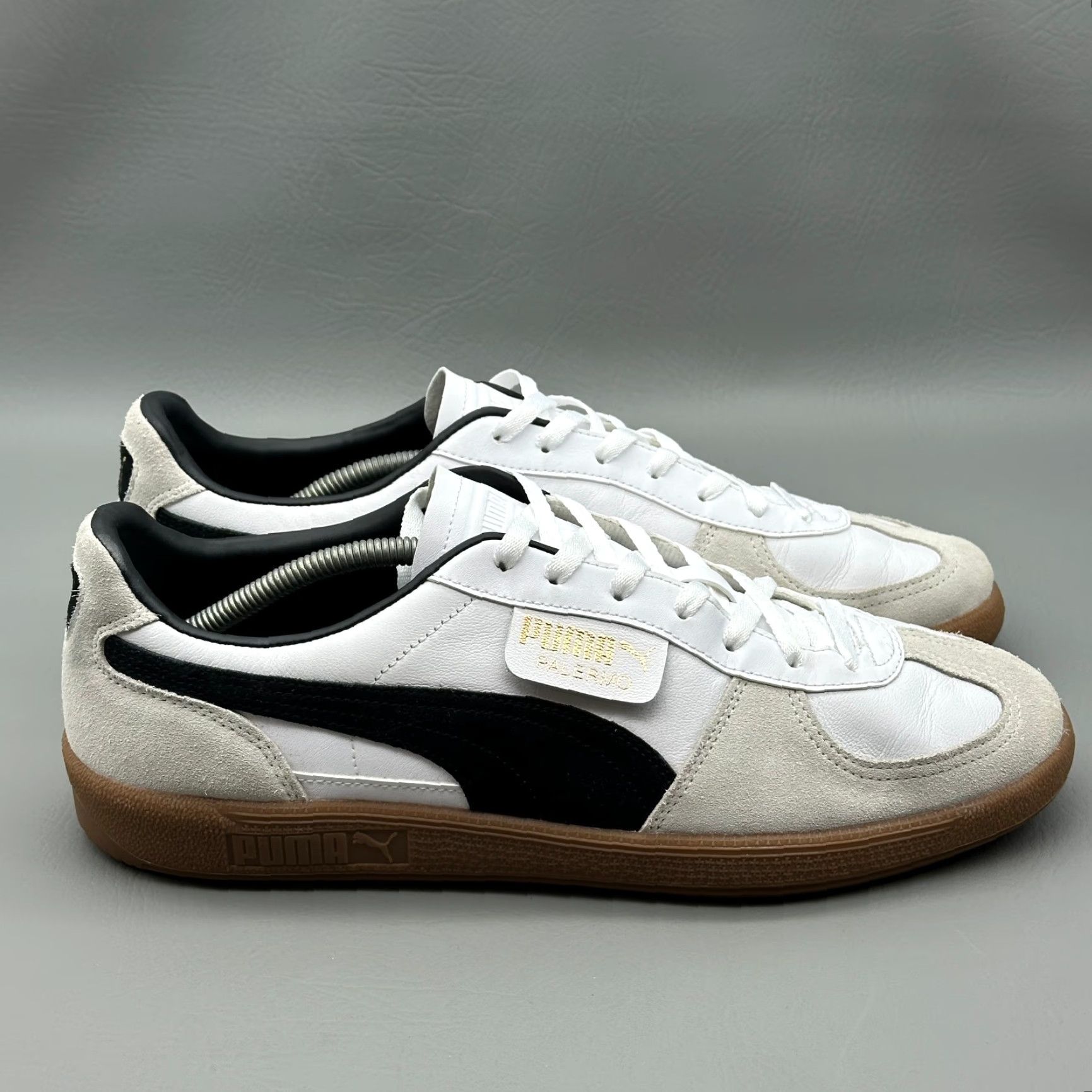 Puma VINTAGE Puma Palermo Mens Size 13 White Leather Soccer Futbol Gum Sole Casual 396464-01 Size ONE SIZE - 4 Thumbnail