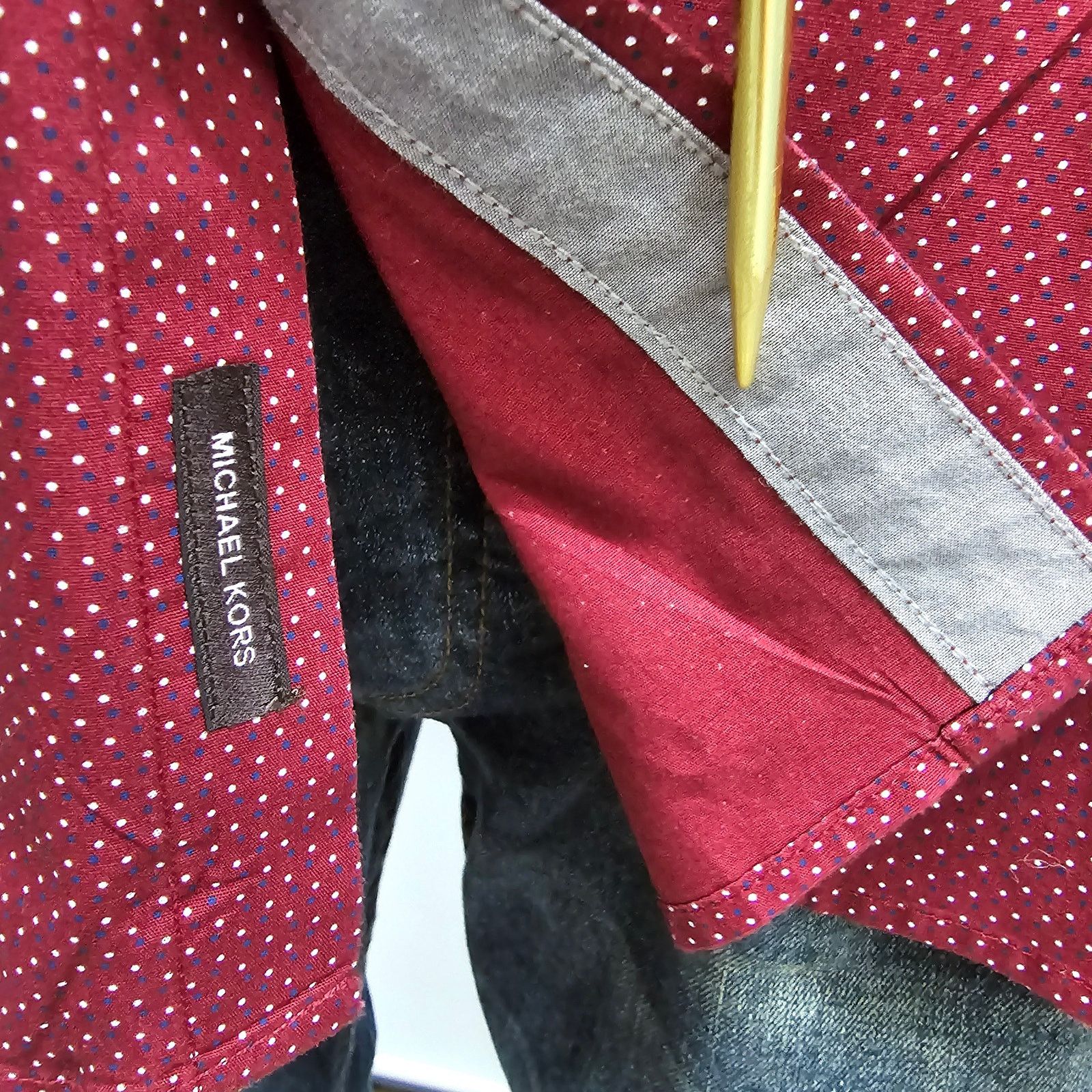 Michael Kors Michael Kors Men Shirt Red Dot Print Contrast Flip Cuff L Size US L / EU 52-54 / 3 - 12 Thumbnail