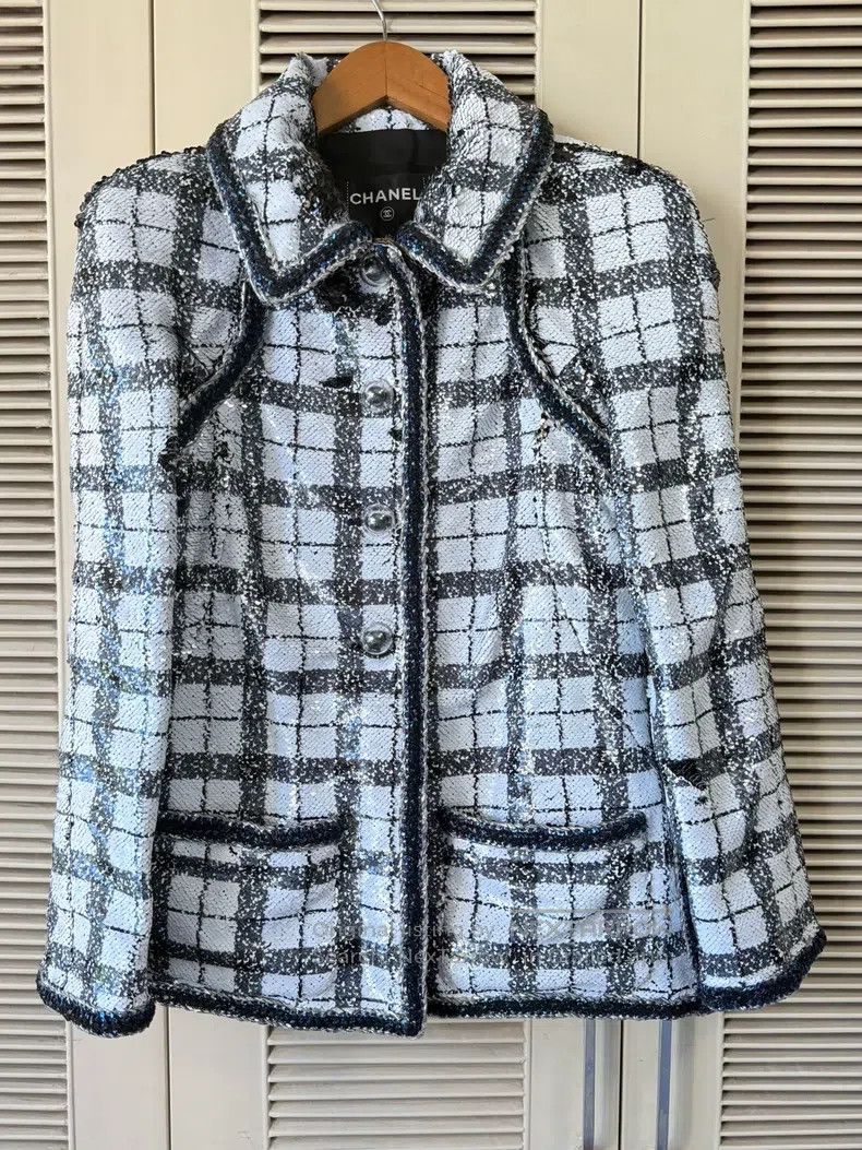 Chanel Chanel Black and white plaid sequin jacket Size S / US 4 / IT 40 - 1 Thumbnail