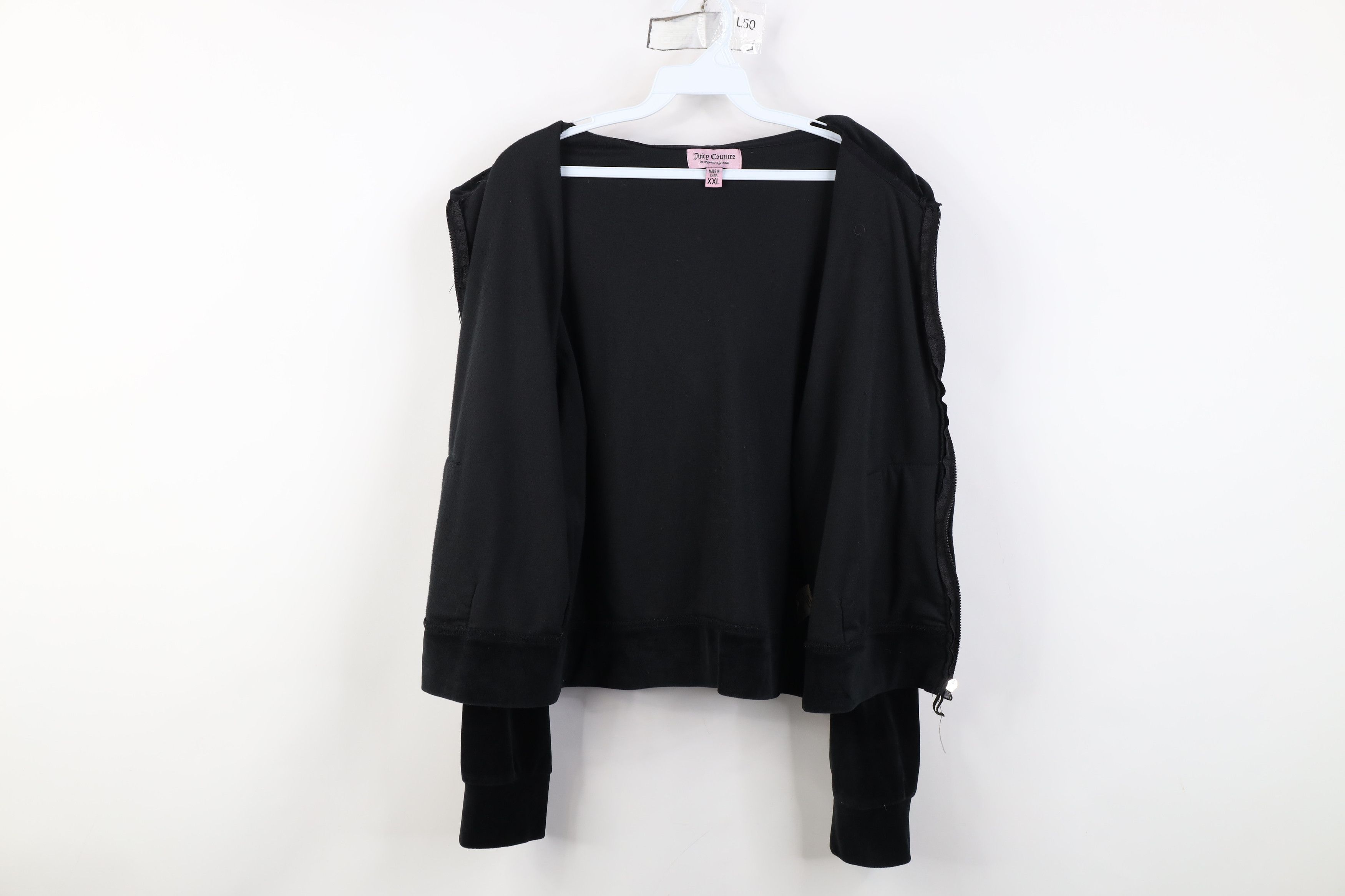 Juicy Couture Vintage 90s Y2K Juicy Couture Babydoll Velour Hoodie Black Size XXL / US 16-18 / IT 52-54 - 11 Thumbnail