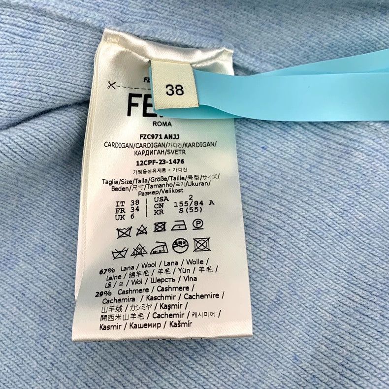 Fendi FENDI Light blue cashmere V-neck halter long-sleeve knit s Size XXS / US 00 / IT 34 - 6 Thumbnail
