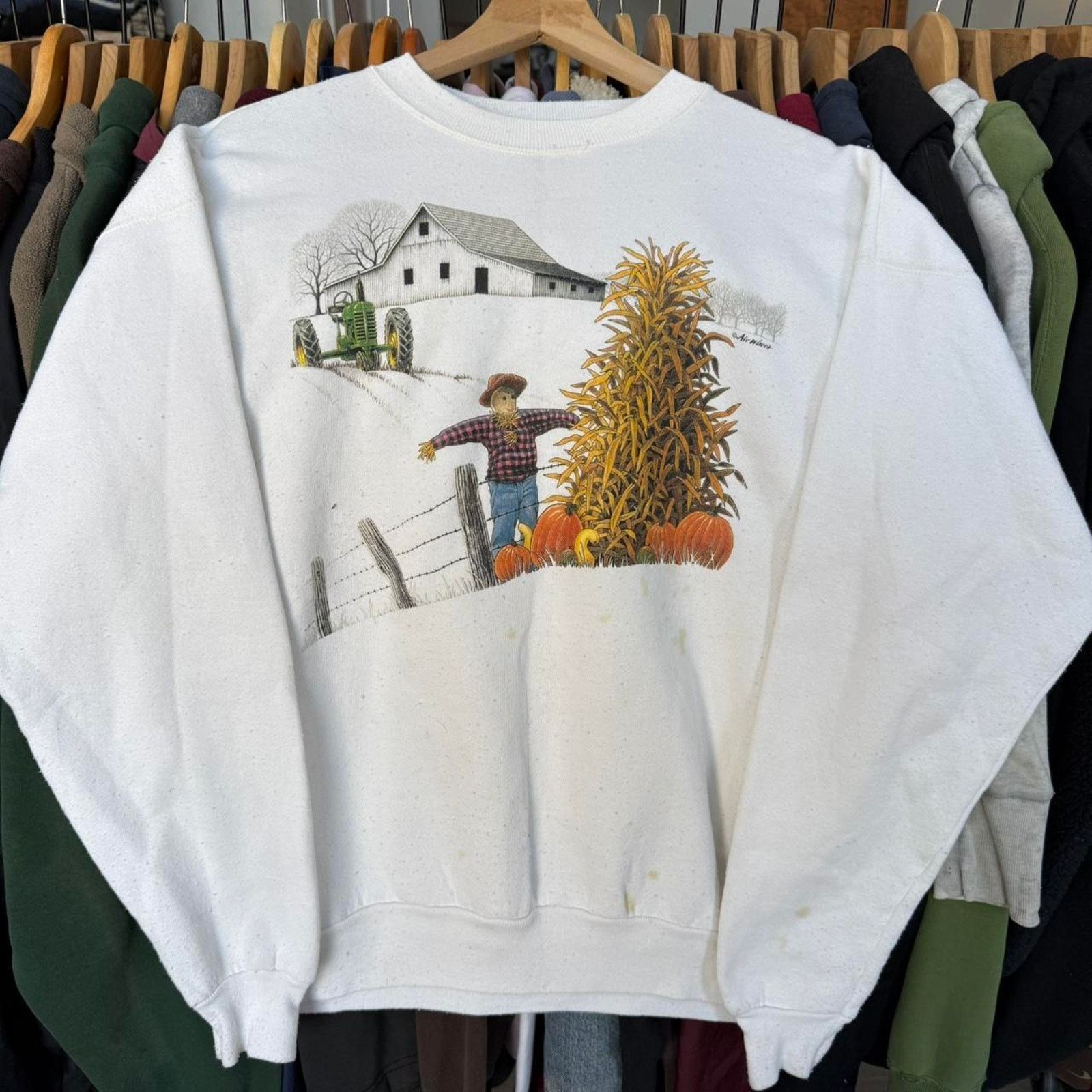 Other Vintage 90s Farm Autumn Fall Sweatshirt White Size US XL / EU 56 / 4 - 1 Thumbnail