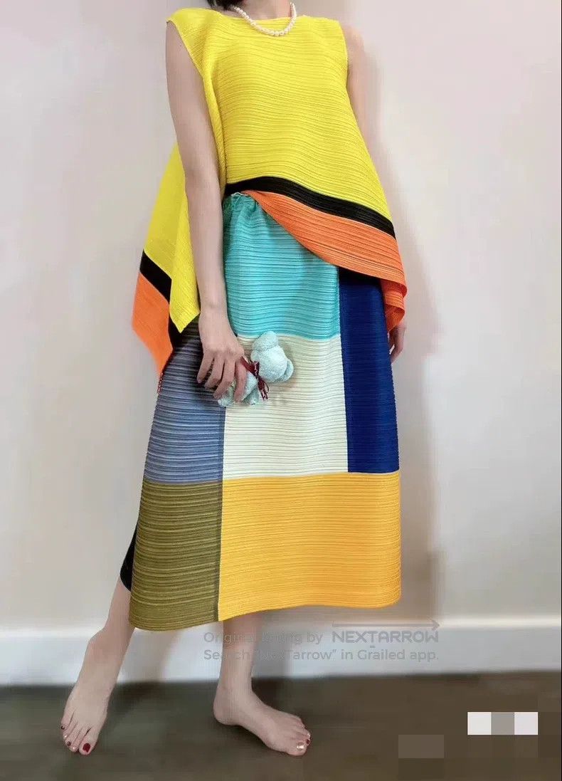 Issey Miyake Issey Miyake Horizontal Striped Yellow Patchwork Top Size M / US 6-8 / IT 42-44 - 1 Thumbnail