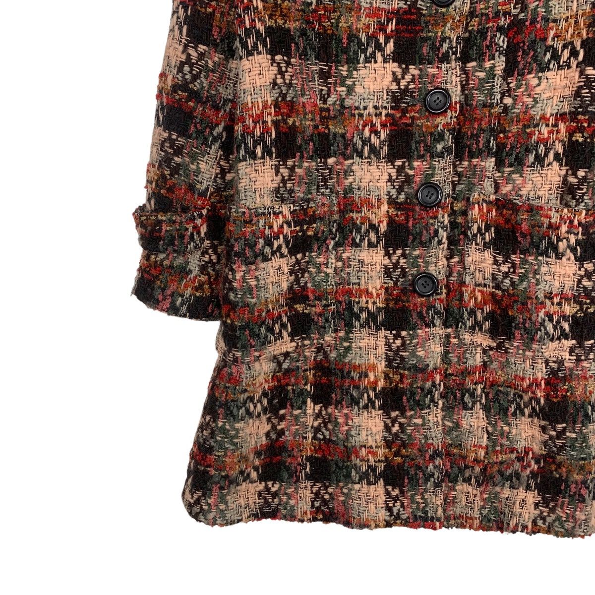 Japanese Brand RAISON Made in Japan Checkered Tweed Long Coat #1811-C20 Size S / US 4 / IT 40 - 3 Thumbnail