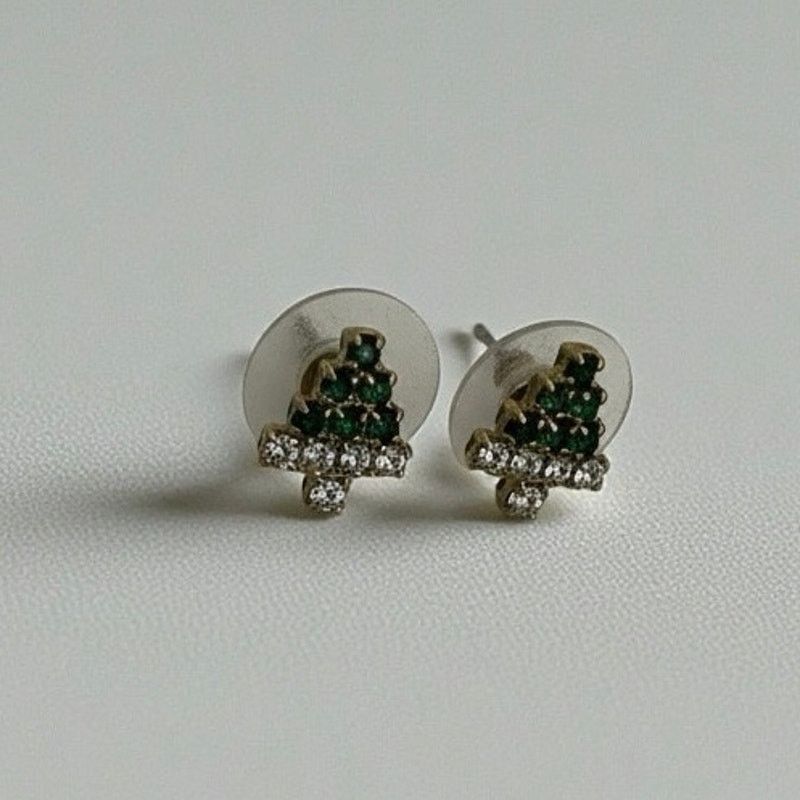 Vintage Vintage Rhinestone Gem Festive Christmas Tree Stud Earrings Size ONE SIZE - 1 Thumbnail