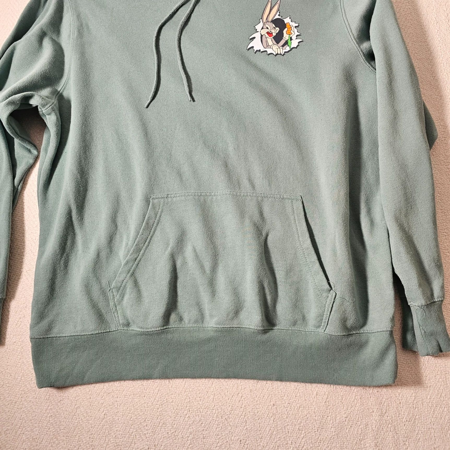 Vintage Looney Tunes What's Up Doc Bugs Bunny Fleece Sweatshirt Hoodie Men's XL Green Size US XL / EU 56 / 4 - 2 Thumbnail