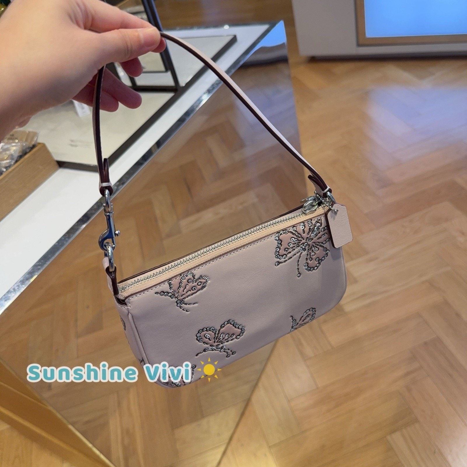 Coach NWT Coach Nolita 19 Sparkly Butterfly CCF58 Silver SEASHELL Size ONE SIZE - 5 Thumbnail