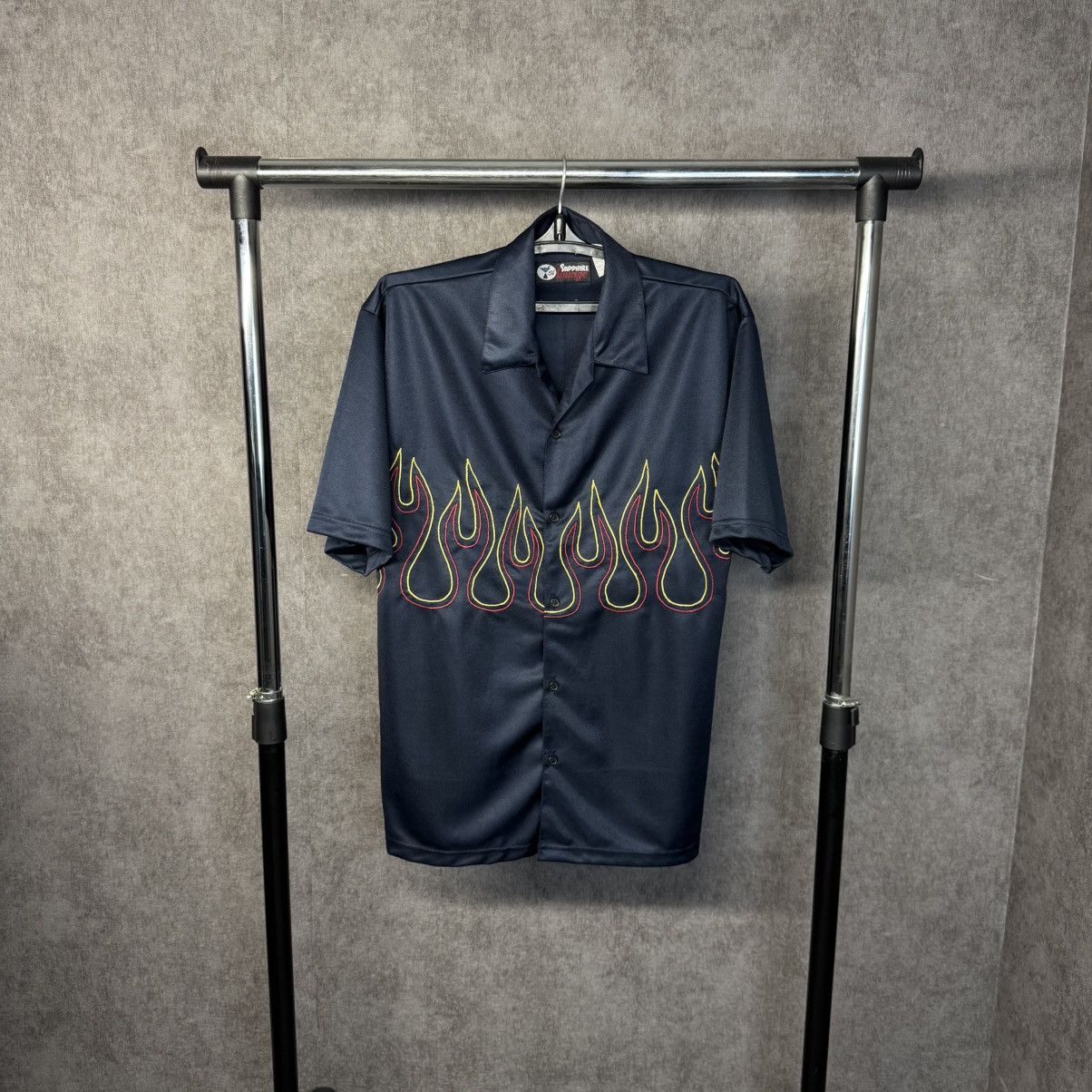 Japanese Brand × Vintage Vintage Sapphire Lounge shirt fire printed made in USA Size US M / EU 48-50 / 2 - 1 Thumbnail