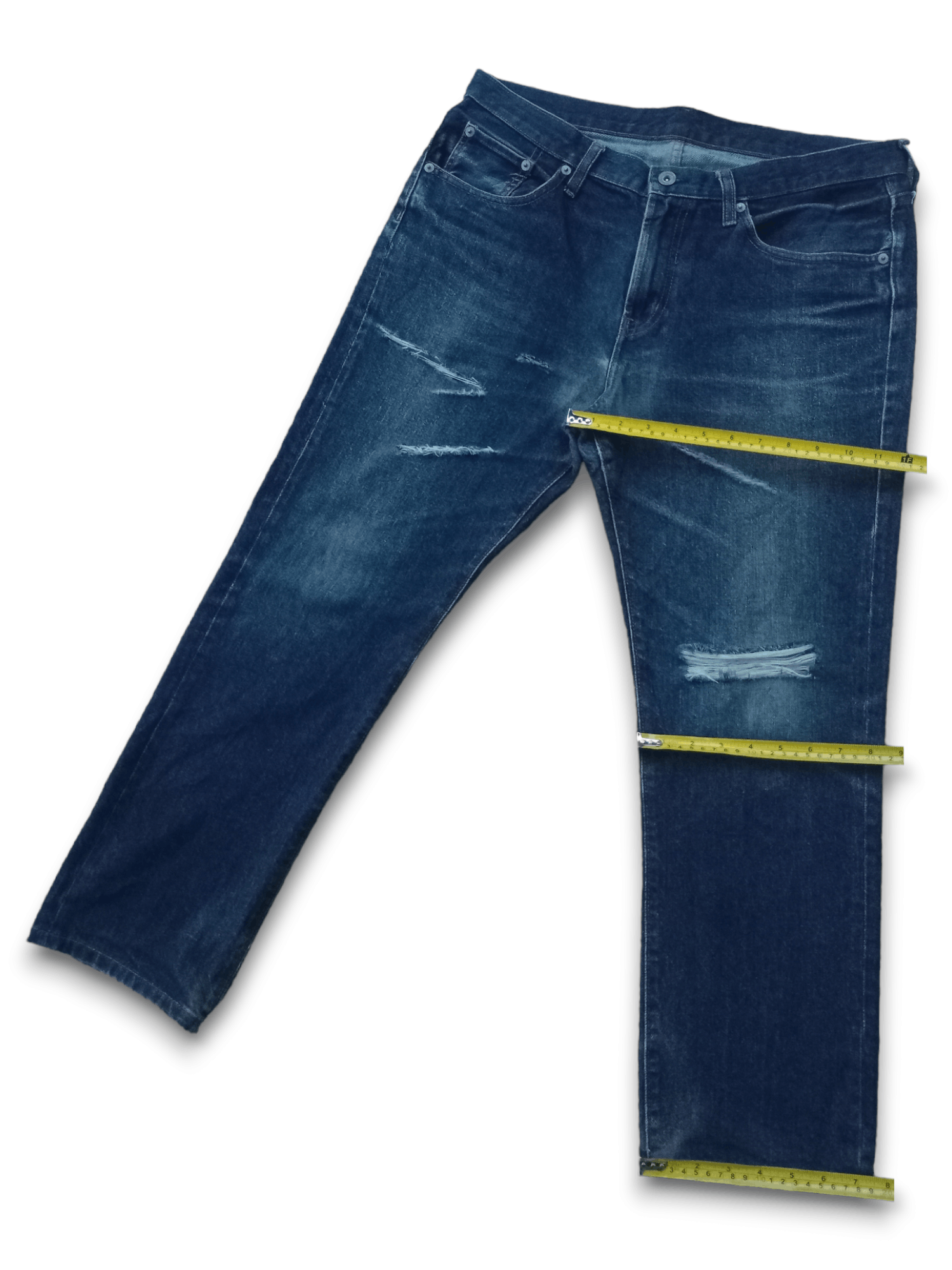 GU × Japanese Brand Vintage Japanese Gu Blue Wash Distressed Jeans 34x27 Size US 34 / EU 50 - 10 Thumbnail