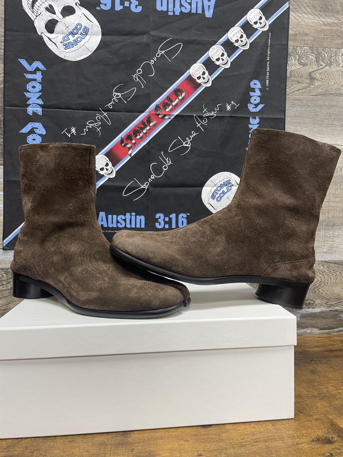 Maison Margiela 45/12-Maison Margiela Brown Suede Heel Boot Size US 12 / EU 45 - 1 Thumbnail