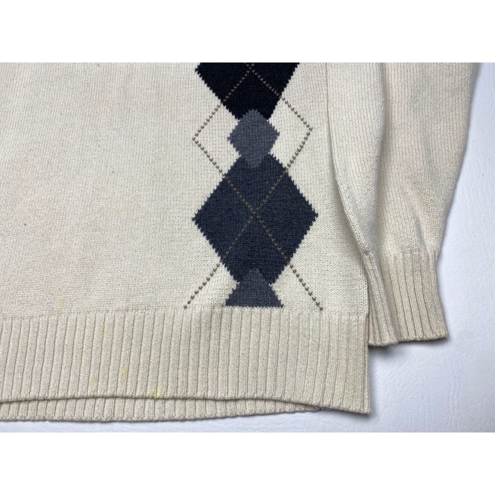 Oscar De La Renta Oscar De La Renta Mens Cream Beige 1/4 Zip Knit Sweater M Medium Diamond Pattern Shirt Size US M / EU 48-50 / 2 - 4 Thumbnail