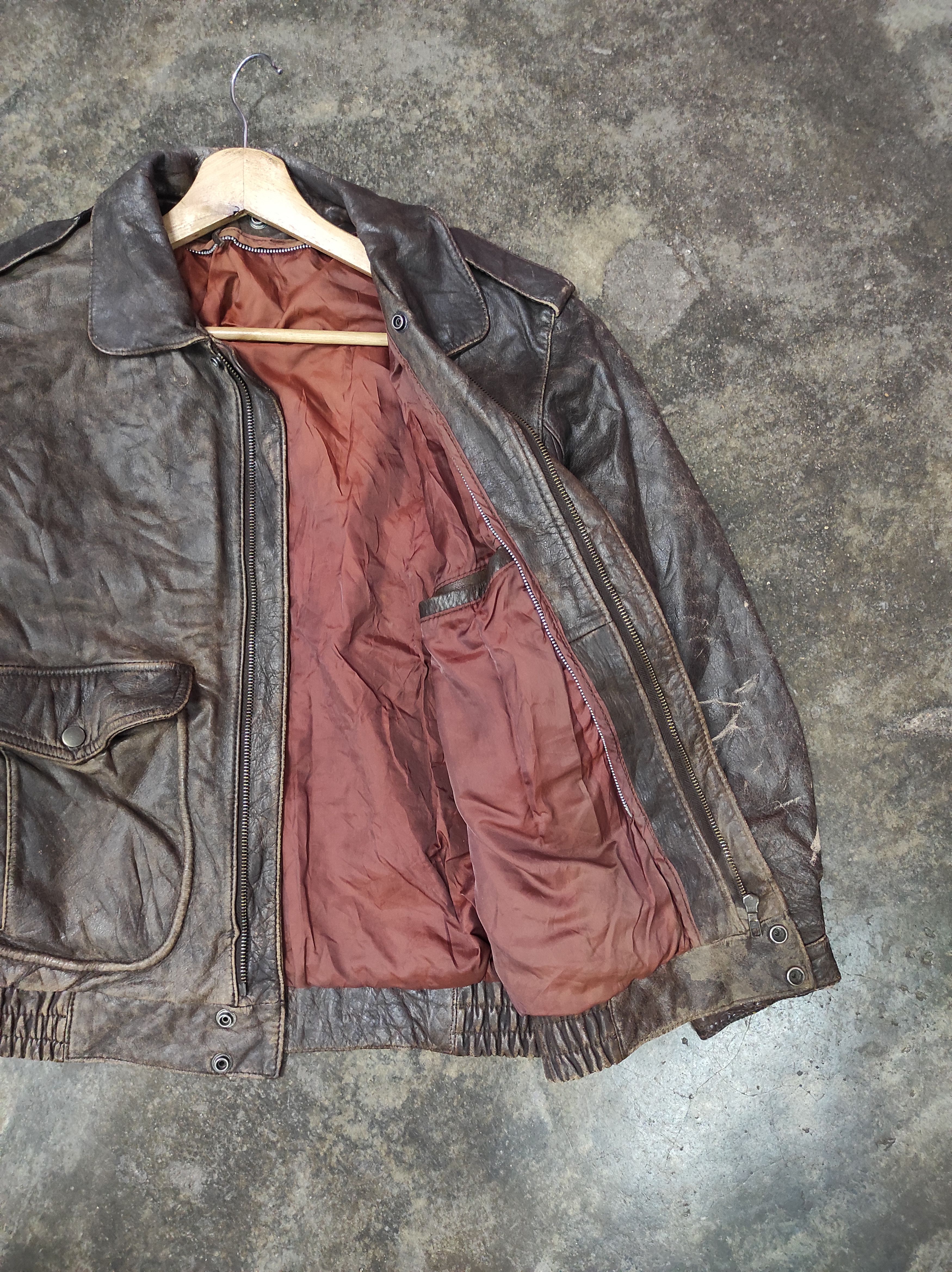 Genuine Leather × Vintage GENUINE LEATHER VTG BOMBER JACKET Size US M / EU 48-50 / 2 - 2 Thumbnail