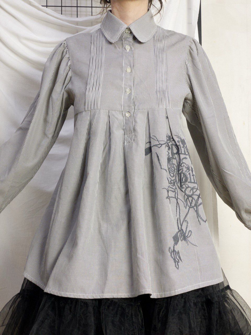 Cop Copine Cop Copine embroidered black&white pinstripe shirt blouse Size S / US 4 / IT 40 - 15 Thumbnail