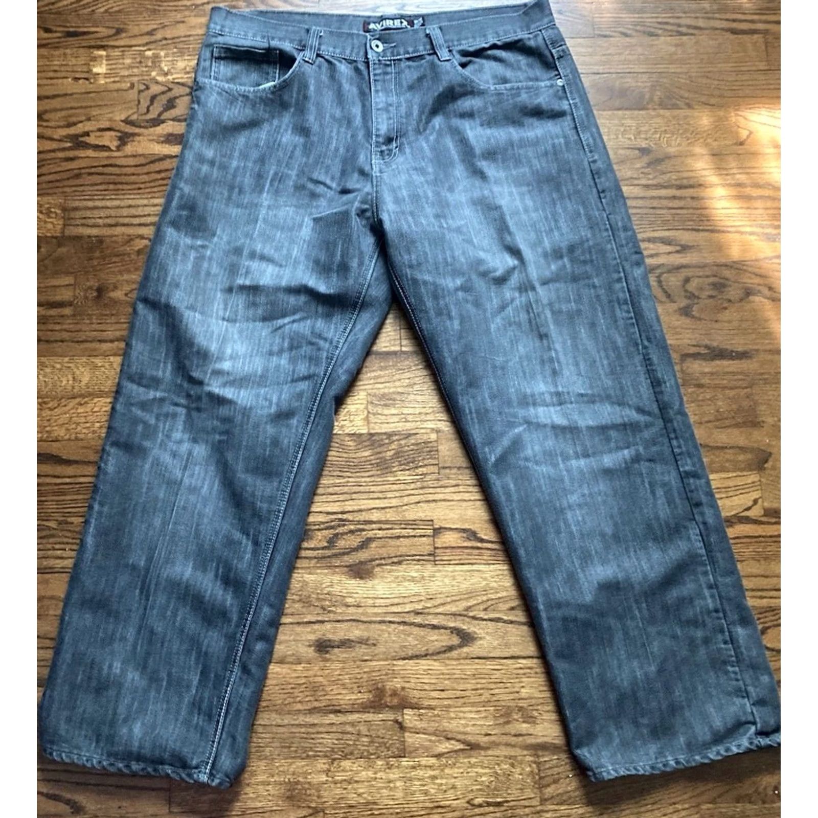 Avirex VINTAGE Avirex Jeans Mens 38x32 Black Denim Baggy Hip Hop 90s Gothic Straight Relaxed 5-Pocket Men Baggy Jeans Size US 38 / EU 54 - 2 Thumbnail
