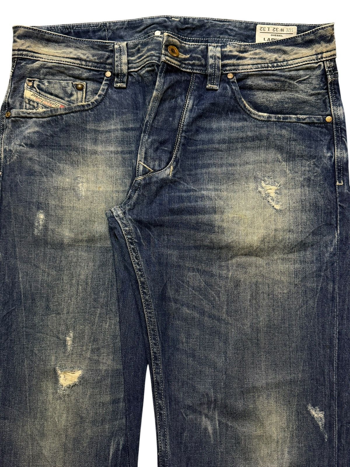 Diesel Vintage 90s Diesel Industry Blue Faded Wash Distress Relaxed Size US 33 - 3 Thumbnail