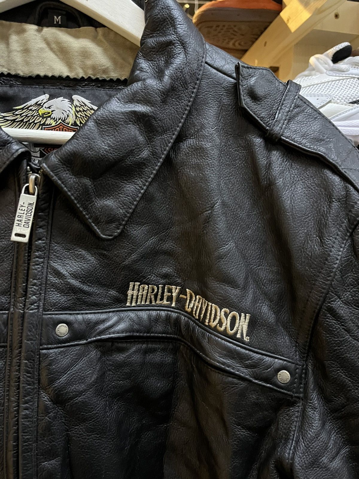 Harley Davidson × Vintage Harley Davidson Leather Jacket!! Size US M / EU 48-50 / 2 - 2 Thumbnail