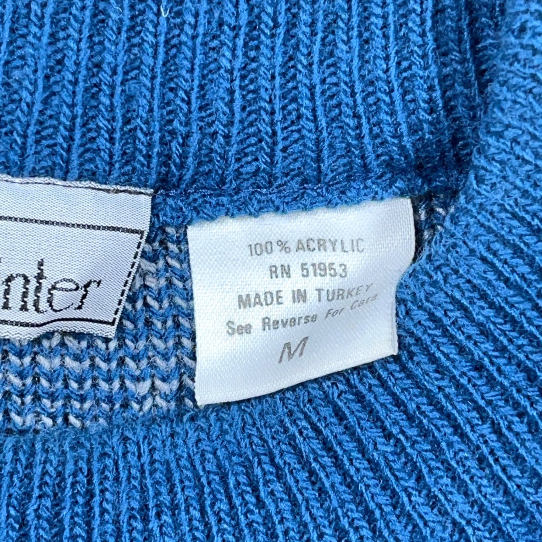 Vintage VINTAGE Grandpa Sweater Men Medium Blue Geometric Nordic Birdseye 90s Knit Cosby Size US M / EU 48-50 / 2 - 5 Thumbnail