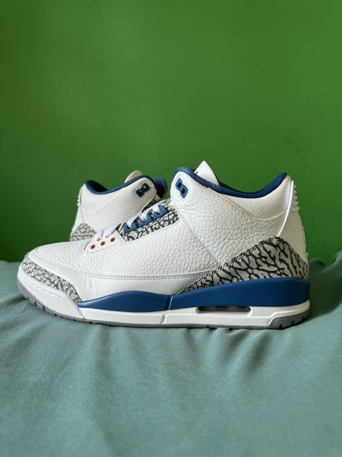 image of Nike Air Jordan 3 Wizards 2023 Shoes in Blue, Men's (Size 11)