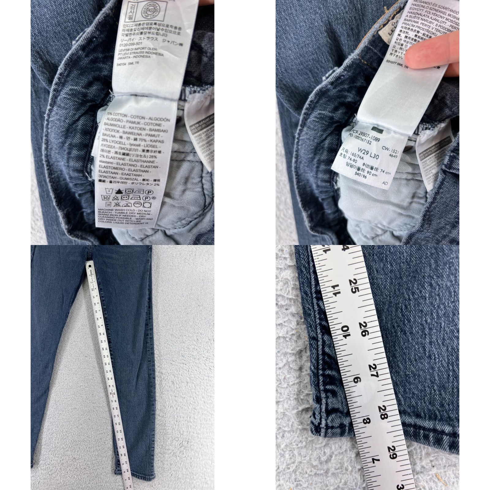 Levi's Levi's Jeans Men Slim 29 Blue Denim 502 Straight 5-Pocket Cotton Blend Regular Waist 28x28 Vintage No N/A Size US 29 - 8 Thumbnail
