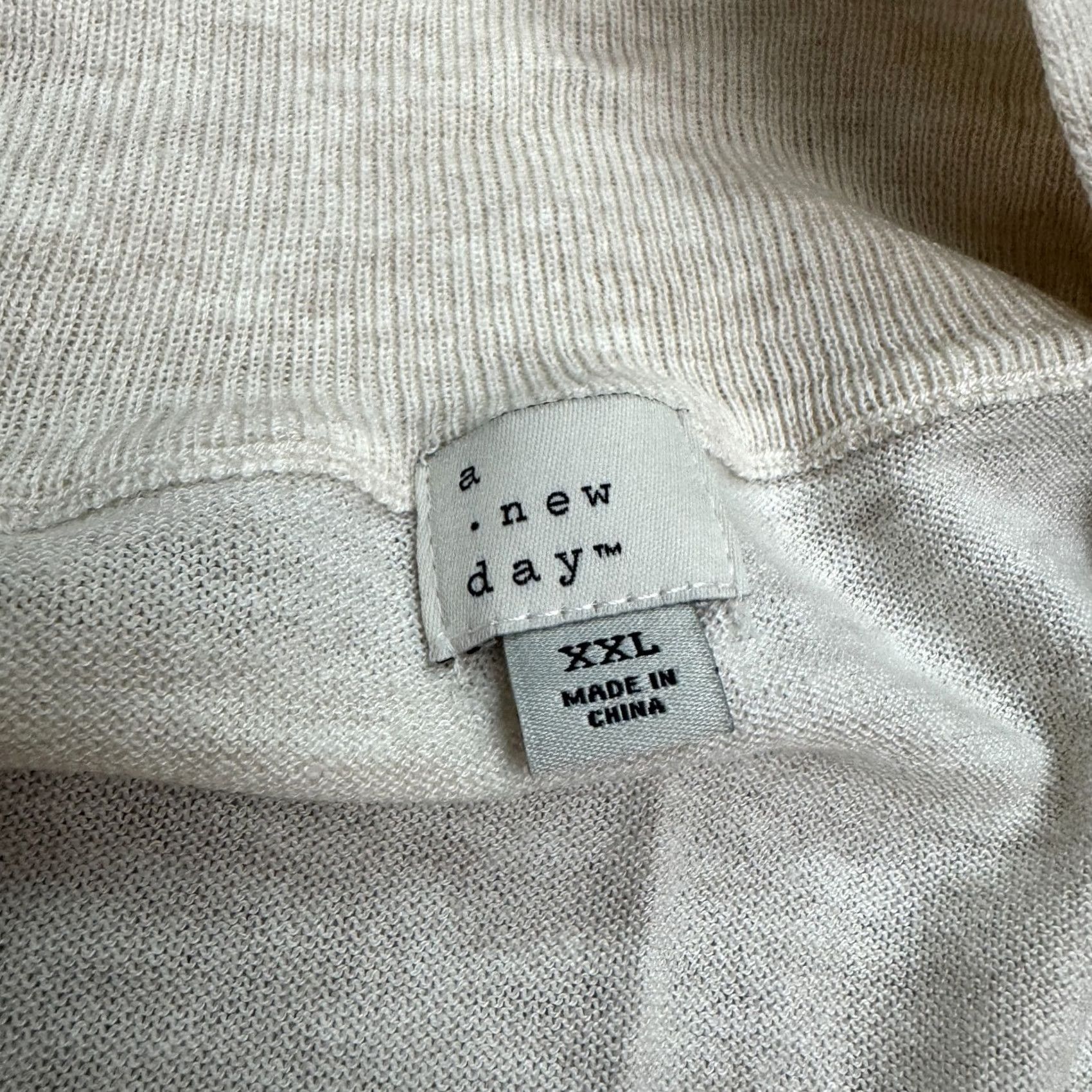 Vintage A New Day Cardigan Womens 3XL Open Front Knit Beige Solid Oatmeal Size XXL / US 16-18 / IT 52-54 - 5 Thumbnail