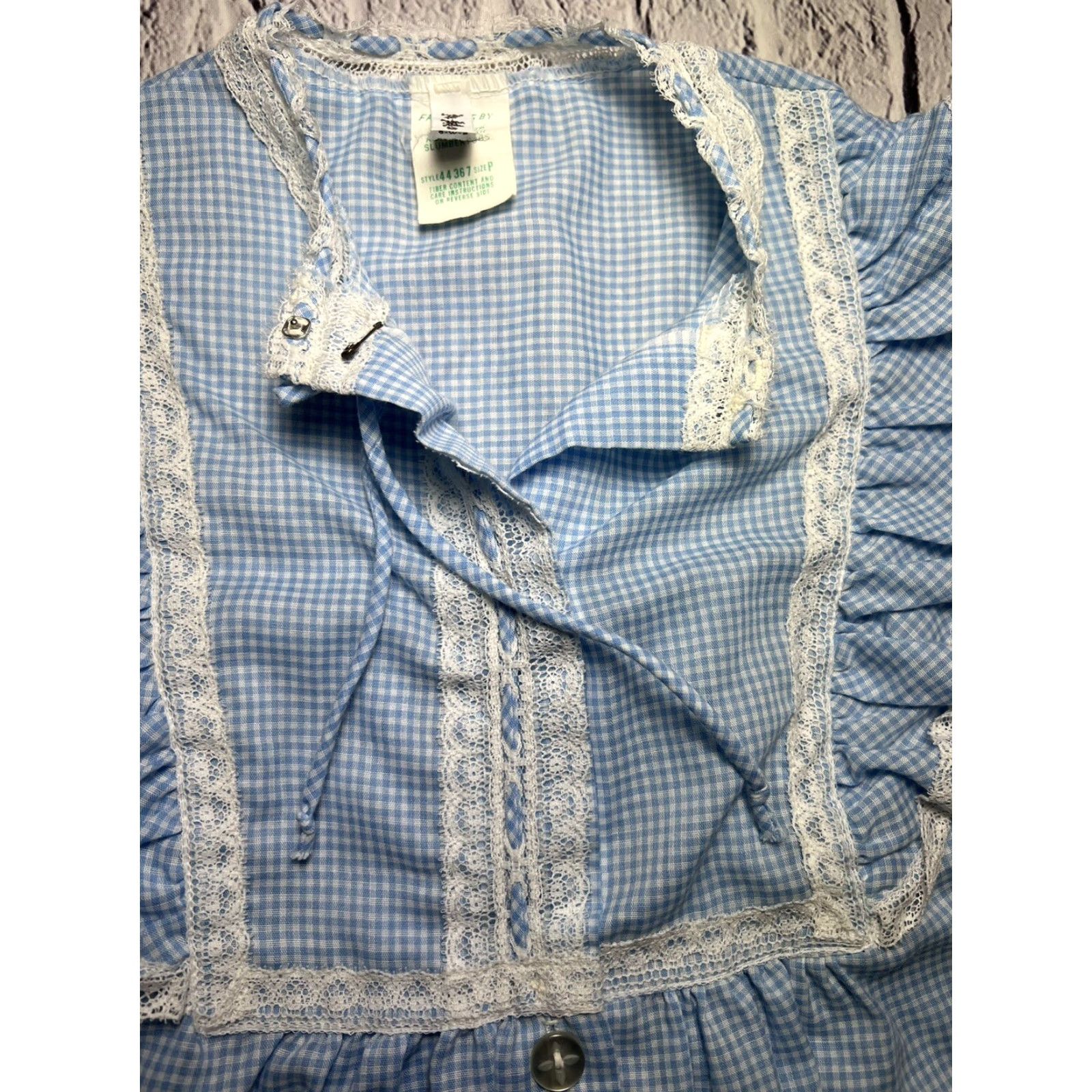 Neiman Marcus VINTAGE Neiman Marcus Juli Slumbertogs Lace Trim Gingham Blue White Nightgown Dress Size M / US 6-8 / IT 42-44 - 4 Thumbnail