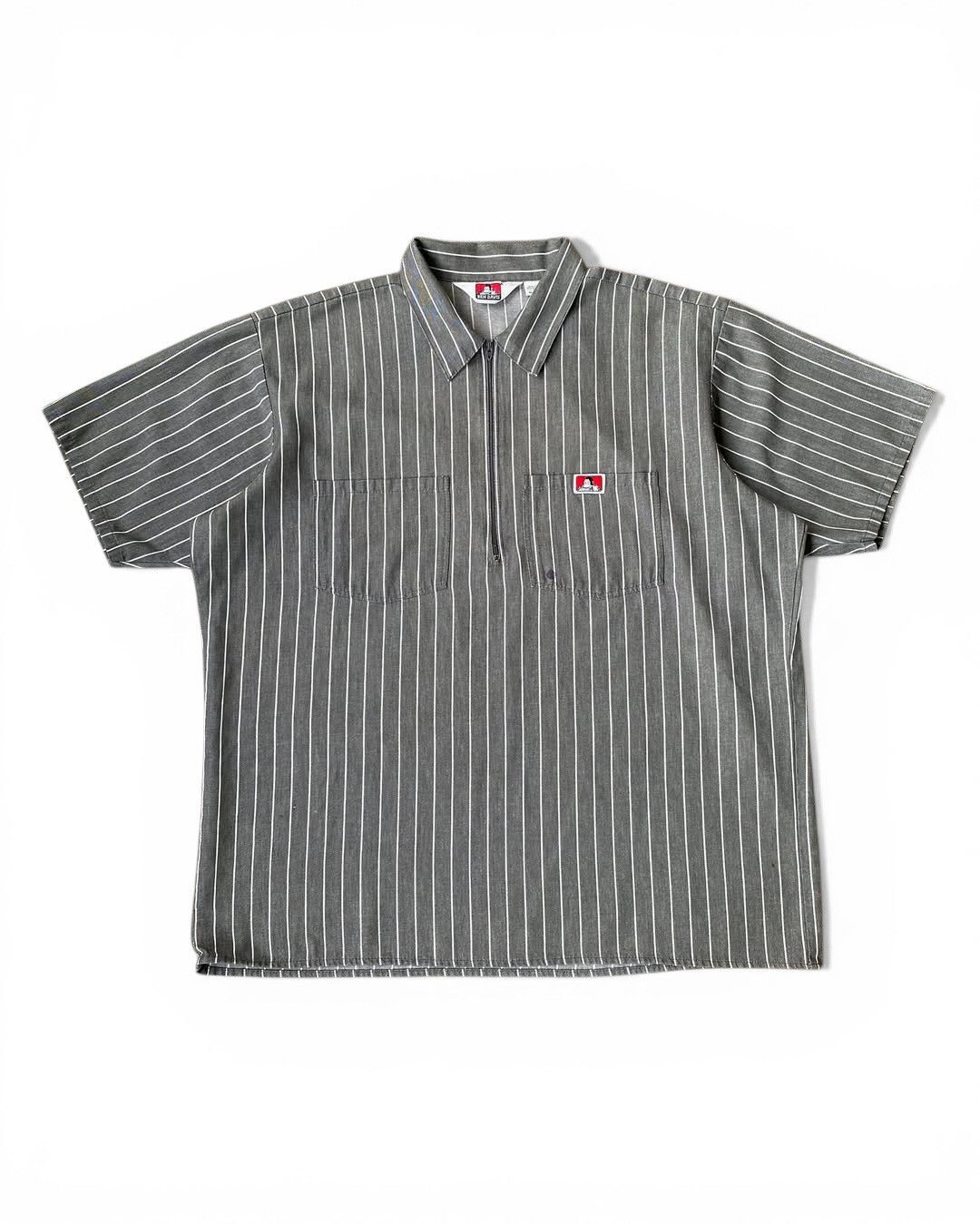 Ben Davis Vintage 1990’s Ben Davis Striped S/S Halfzip Work Shirt Size US XL / EU 56 / 4 - 1 Thumbnail